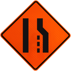 Right Lane Ending Symbol Roll-Up Sign