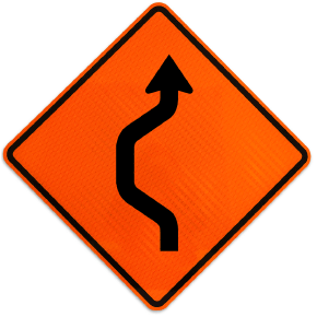 One Lane Double Reverse Curve Left Sign
