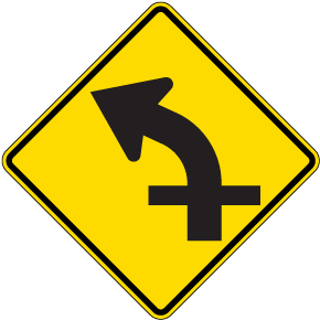 Left Combination Curve / Cross Road Intersection Sign