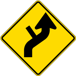 Right Combination Reverse Curve / Side Road Intersection Sign