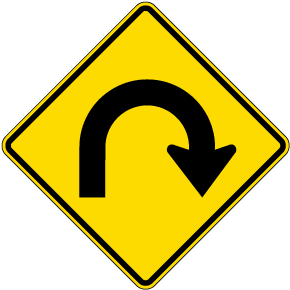 Right 180 Degree (Hairpin) Curve Sign