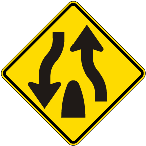 Divided Highway Ends Sign