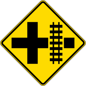 Highway-Light Rail Transit Grade Crossing Right Sign