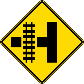 Highway-Light Rail Transit Grade Crossing Left Sign