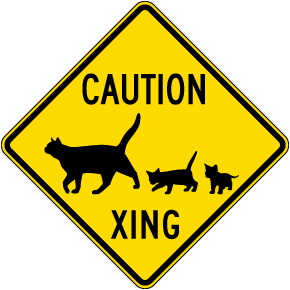 Caution Cats Crossing Sign
