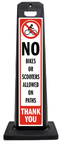 No Bikes or Scooters Allowed On Paths Sign