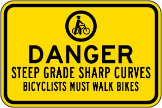Bicyclists Must Walk Bikes Sign