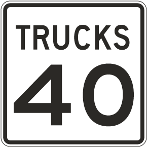Trucks Speed Limit 40 MPH Sign