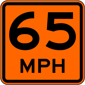 Advisory 65 MPH Sign