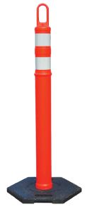 42” Orange Delineator Post with 2 Reflective Bands + 12 lb. Base