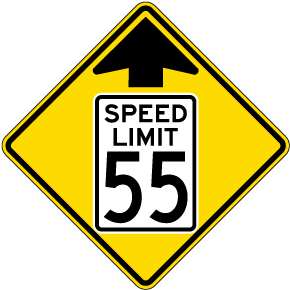 Reduced Speed Limit 55 MPH Sign