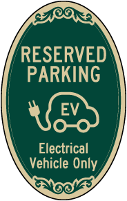 Reserved Parking Electrical Vehicle Only Oval Sign