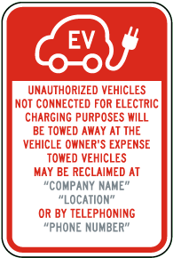 Custom EV Towing Sign