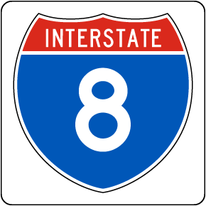 Interstate Route 8 Replica Sign