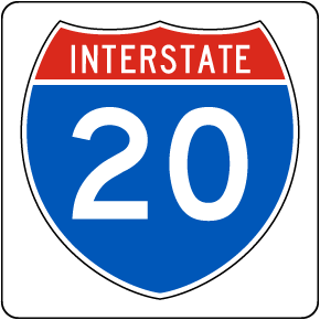 Interstate Route 20 Replica Sign