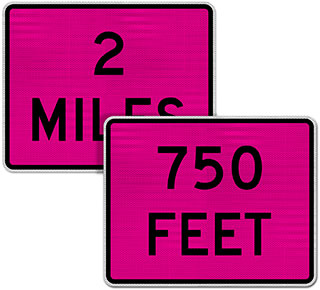 Custom Pink Supplemental Distance (Feet) Sign