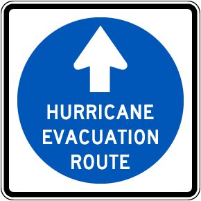 Hurricane Evacuation Route Sign