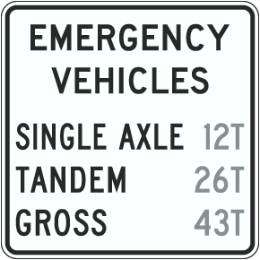 Custom Weight Limit Emergency Vehicles Sign