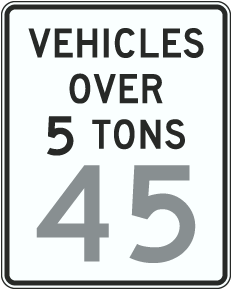 Custom Vehicles Over 5 Tons Speed Limit Signs