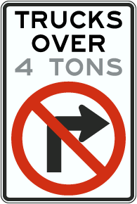 Custom Trucks Over Tons Right Arrow Sign