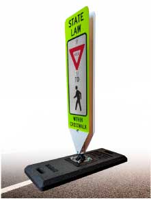 Yield To Pedestrians In-Street Sign with Portable Base