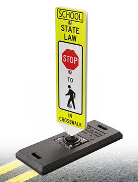 School Stop For Pedestrians In-Street Sign with Portable Base