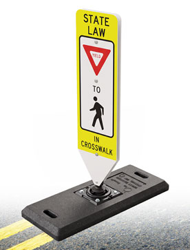 Yield To Pedestrians In-Street Sign with Portable Base