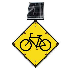 LED Solar Bicycle Traffic Warning Sign