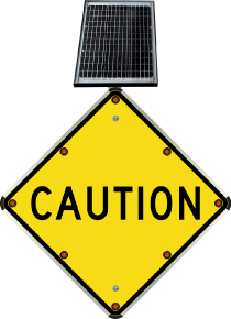 LED Solar Caution Sign