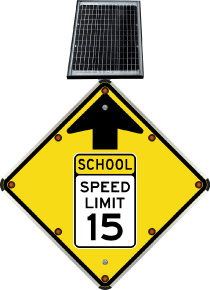 LED Solar School Speed Limit 15 Sign