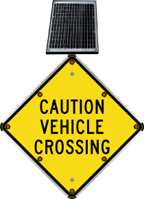 LED Solar Caution Vehicle Crossing Sign