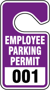Purple Employee Parking Permit Tag