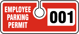 Red Employee Parking Permit Tag