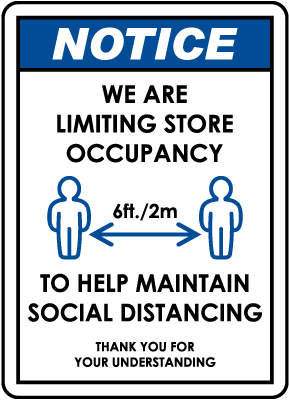 We Are Limiting Store Occupancy Sign