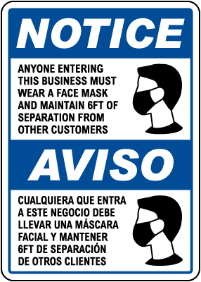 Bilingual Wear a Face Mask Sign 