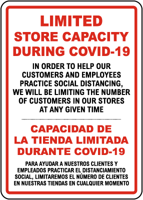 Bilingual Limited Store Capacity During COVID-19 Sign