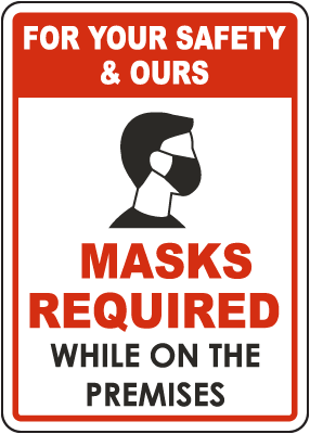 Face Masks Must Be Worn stickers shop gym cov id Face Mask must be sign 4 colour 