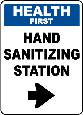 Health First Hand Sanitizing Station Right Arrow Sign