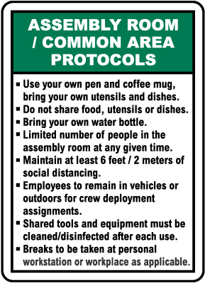 Assembly Room / Common Area Protocols Sign