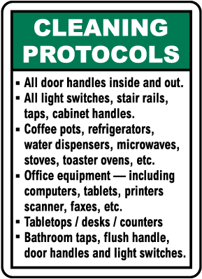Cleaning Protocols Sign