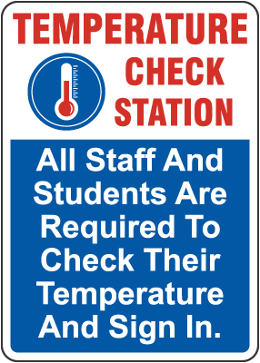 Temperature Check Station For Staff And Students Sign