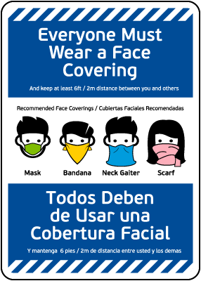 Bilingual Everyone Must Wear a Face Covering Sign