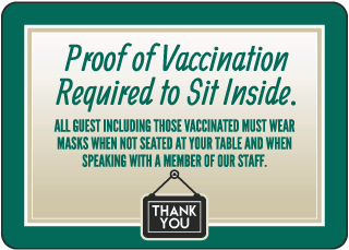 Proof of Vaccination Required to Sit Sign