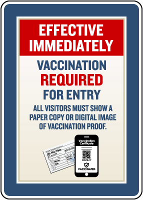 Vaccination Required For Entry Sign