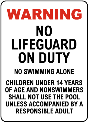 Indiana No Lifeguard Sign