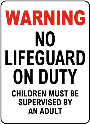Maine No Lifeguard on Duty Sign