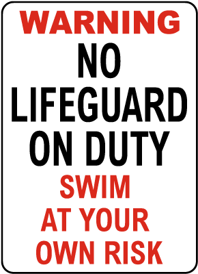 South Carolina No Lifeguard Sign