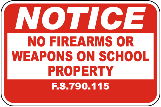 Florida No Firearms on School Property Sign