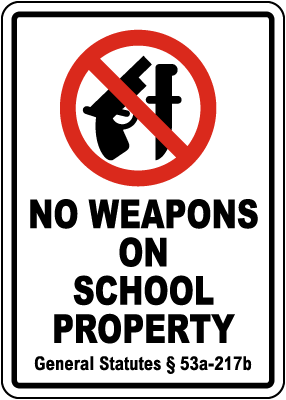 Connecticut No Weapons On School Property Sign