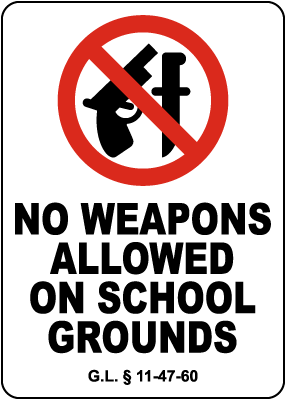 Rhode Island No Weapons On School Grounds Sign